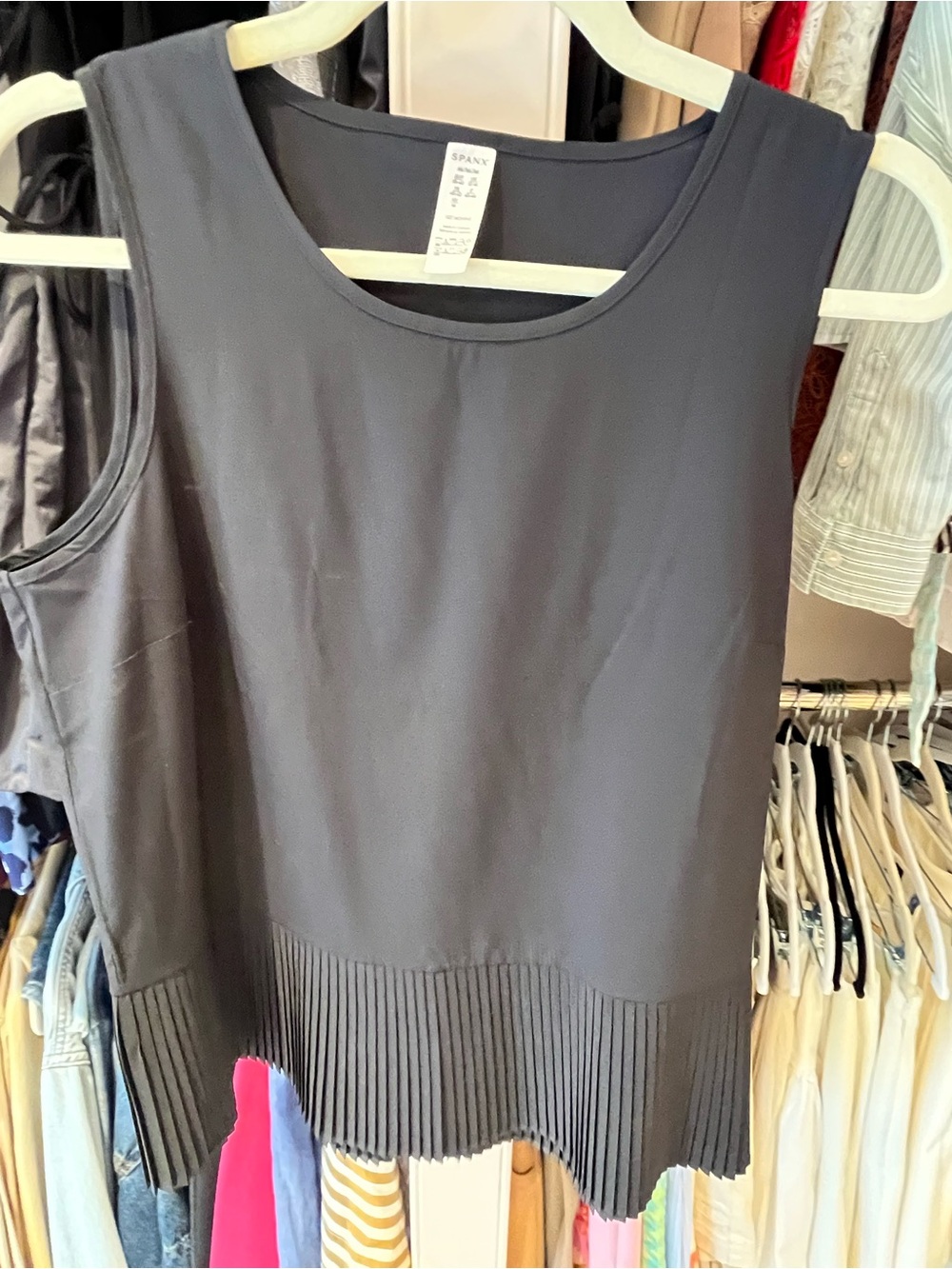 Spanx Yes, pleats! Tank Black Sleeveless NWT!